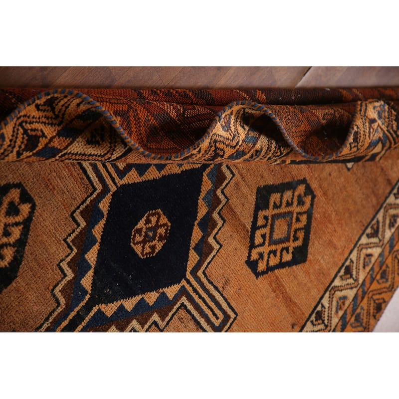 Geometric Qashqai Persian Antique Area Rug Handmade Wool Carpet - 4'5"x 8'0"