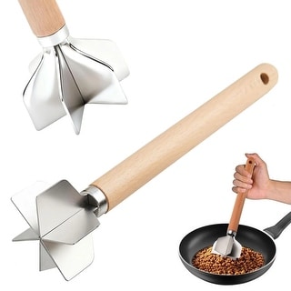 Stainless Steel Meat Chopper, Potato Masher, 6 Blade Ground Beef Masher - 11 Inch