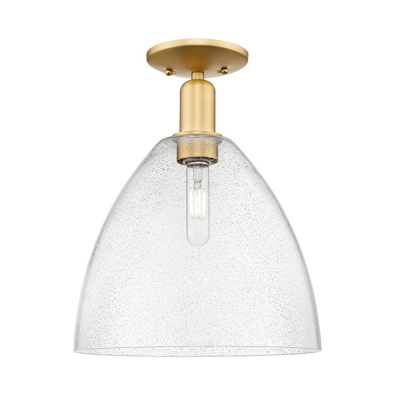 Innovations Lighting Endless Possibilities Arcadia - Bristol - 1 Light 12" Semi-Flush Mount - Satin Gold/Seedy