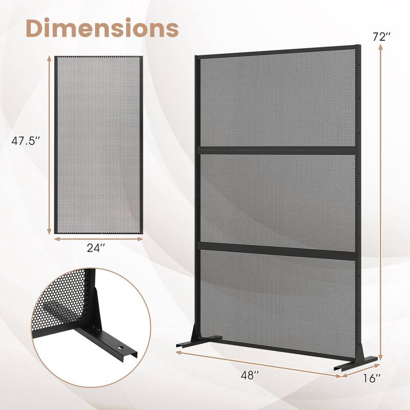 Costway 72”H x 48”W Metal Privacy Screen with Expansion Bolts & - See Details