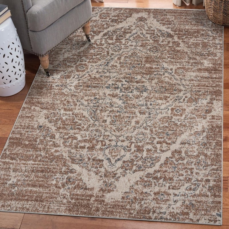 Luxe Weavers Distressed Oriental Area Rug - 5' x 7' - Beige