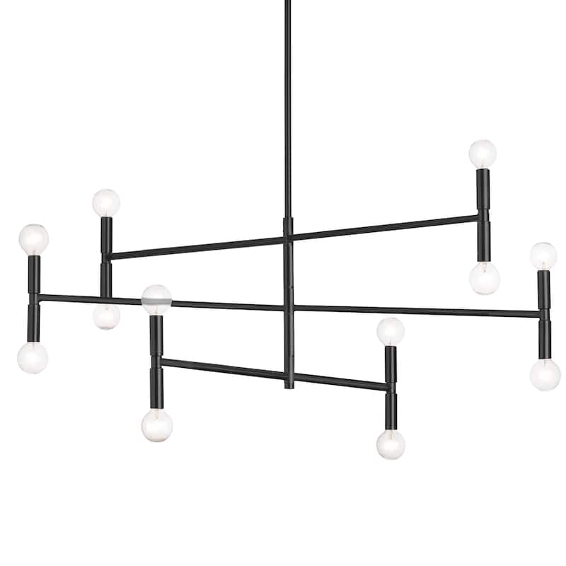 Gothic Chandelier 12 Light Matte Black Pendant Light Fixture for Dining Room - 18