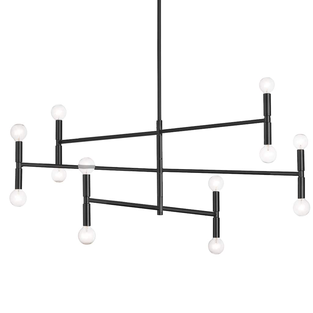 Gothic Chandelier 12 Light Matte Black Pendant Light Fixture for Dining Room - 18