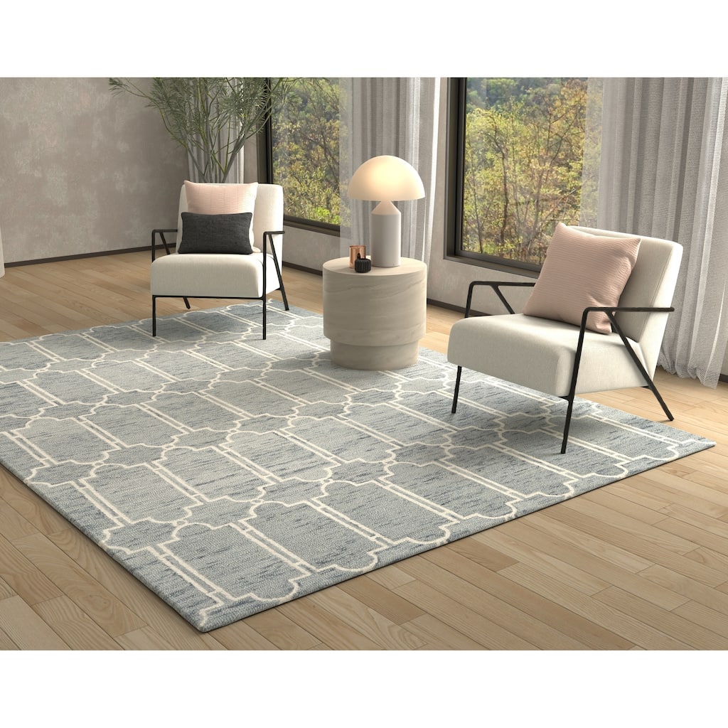 Carson Carrington Moroccan Hand-tufted Wool Slate Blue Area Rug