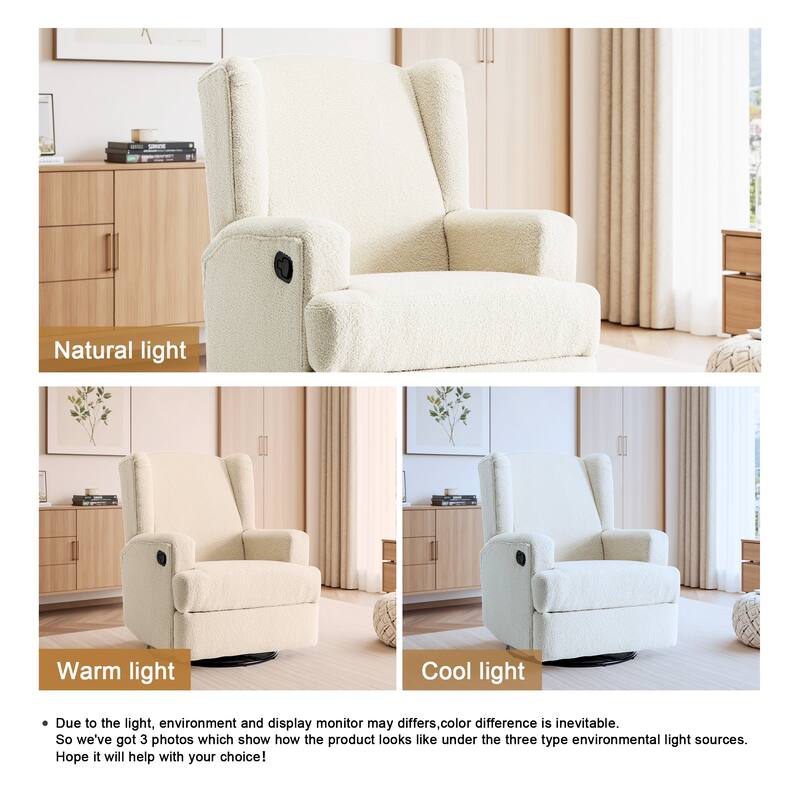 UIXE Upholstered Chenille/Boucle Swivel Glider Rocker Recliner