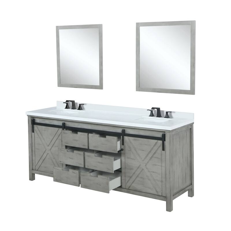 Marsyas Bath Vanity, Cultured Marble Countertop, Faucet Set and Mirrors
