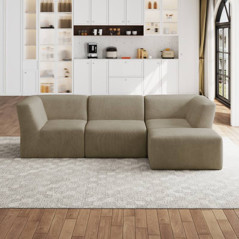 Modern Corduroy Fabric Loveseats Sofa Sectional Sofa