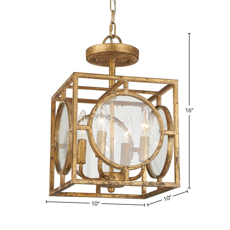 Berlin Semi-flush Convertible Chandelier, Distressed Antique Gold - Distressed Antique Gold