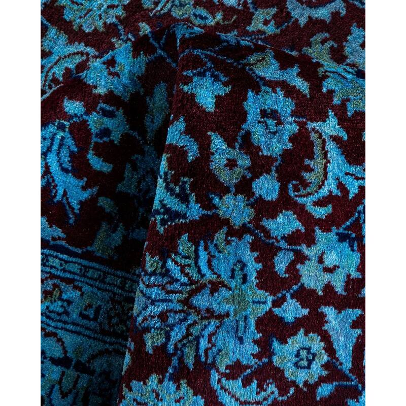 Overton Hand Knotted Wool Vintage Inspired Modern Contemporary Overdyed Blue Area Rug - 3' 2" x 5' 1"