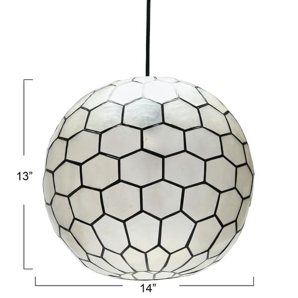dimension image slide 3 of 9, Capiz Honeycomb Globe Pendant Light