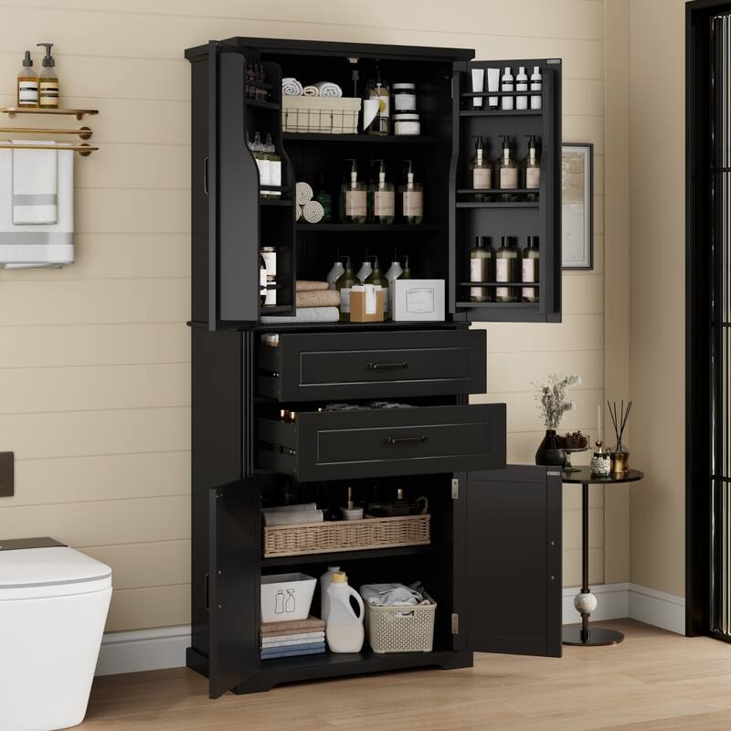 Classic Freestanding Storage Cabinet with Adjustable Shelves and Drawers