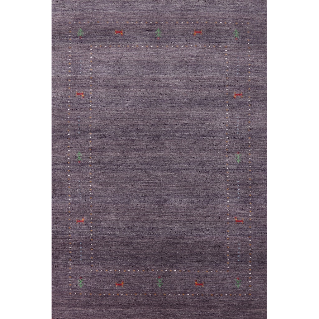 Hand Knotted Oriental 100% Wool Carpet Tribal Tribal Purples Gabbeh Area Rug - 5' 10'' X 4' 0''
