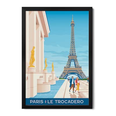 Paris Place Du Trocadero France Travel Poster Premium Framed Poster by Olahoop Travel Posters