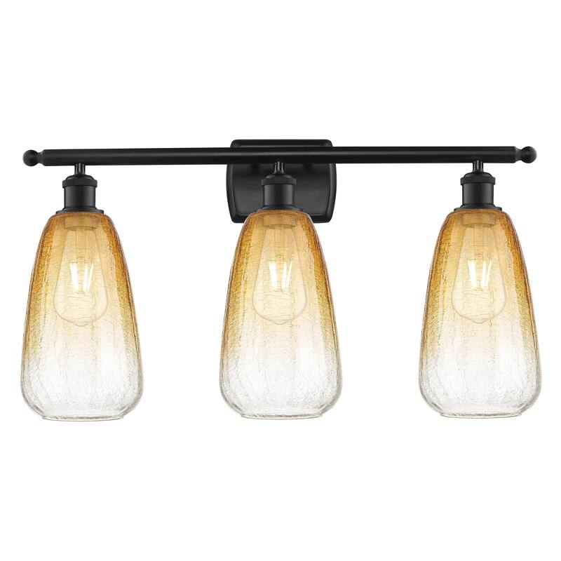 Innovations Lighting Endless Possibilities Ballston - Brookhaven Almond - 3 Light 26" Bath Vanity Light - Matte Black/Amber