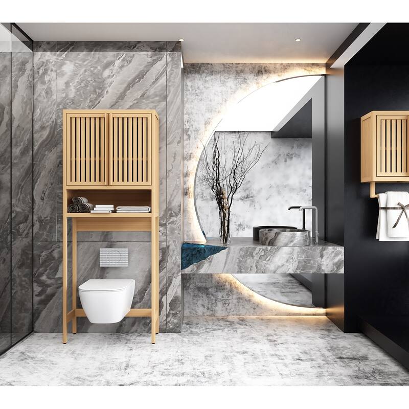 Bathroom cabinet wall mounted Bamboo toilet storage box