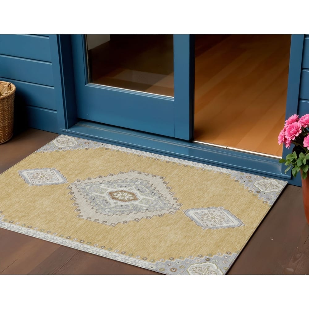 HomeRoots Oriental Traditional Rectangle Outdoor Rug