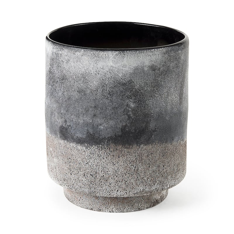 Squally 6.0L x 6.0W x 6.4H Black/Brown Ceramic Ombre Textured Small Vase - 8.0L x 8.0W x 8.6H - Black/Brown