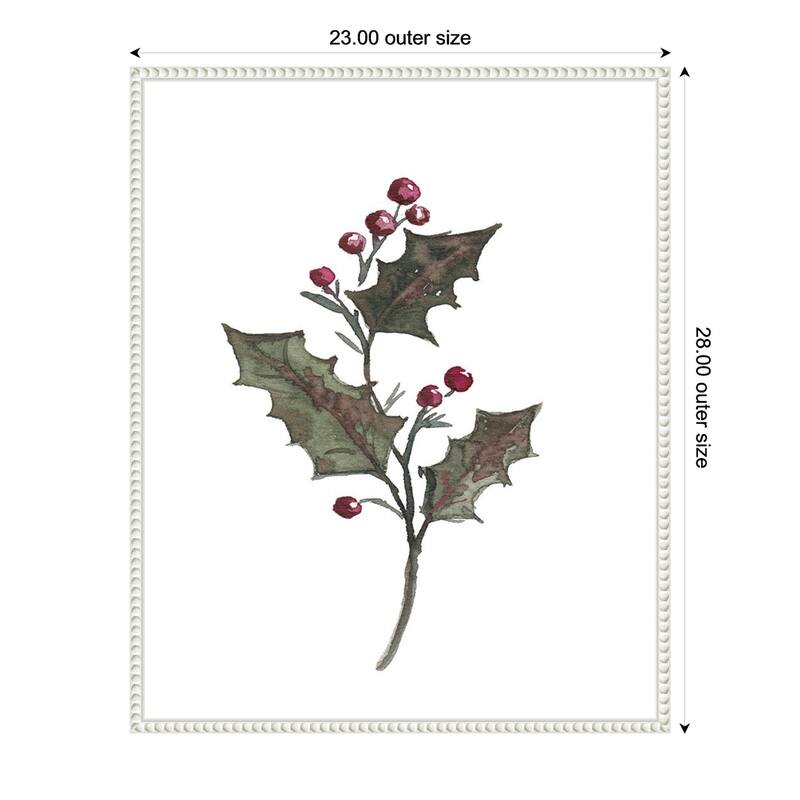 December Holly by Amanda Cook Framed Canvas Wall Art Print - 23 x 28 in