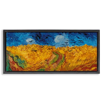 Stupell Wheat Field with Crows Classic Framed Floater Canvas Wall Art Design by Vincent Van Gogh