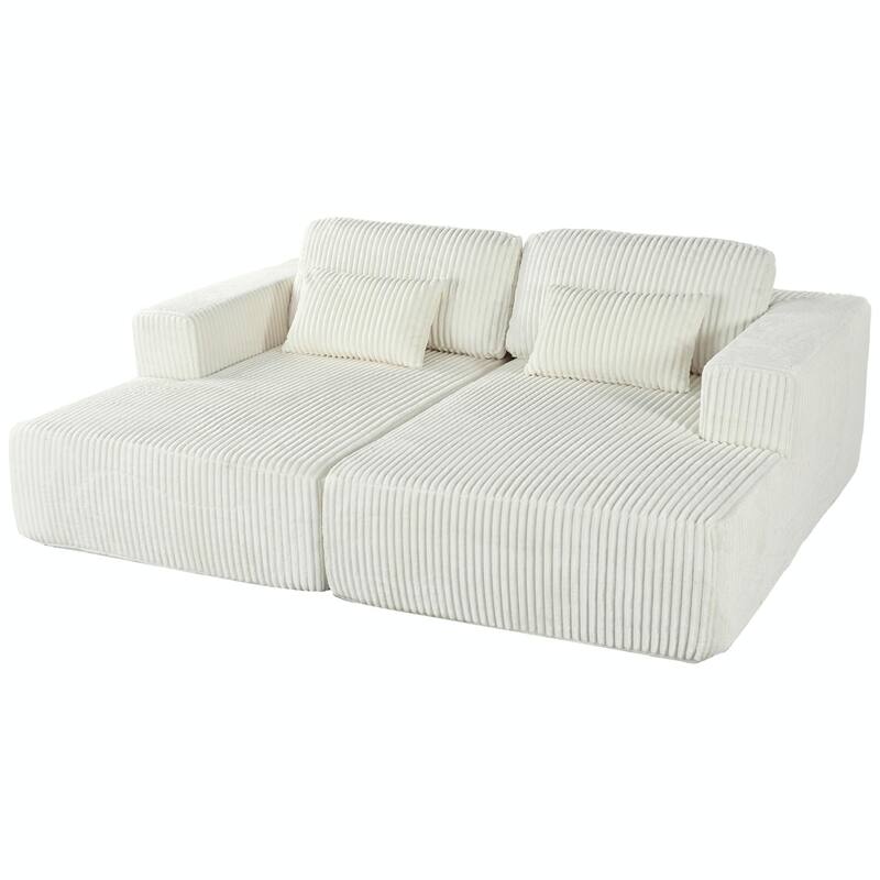 Corduroy Double Sofa Bed with 2 Pillows