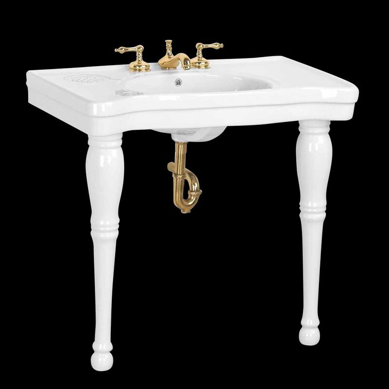 Console Bathroom Sinks 36" W White Belle Epoque Console Sinks with 2 Porcelain Legs Renovators Supply
