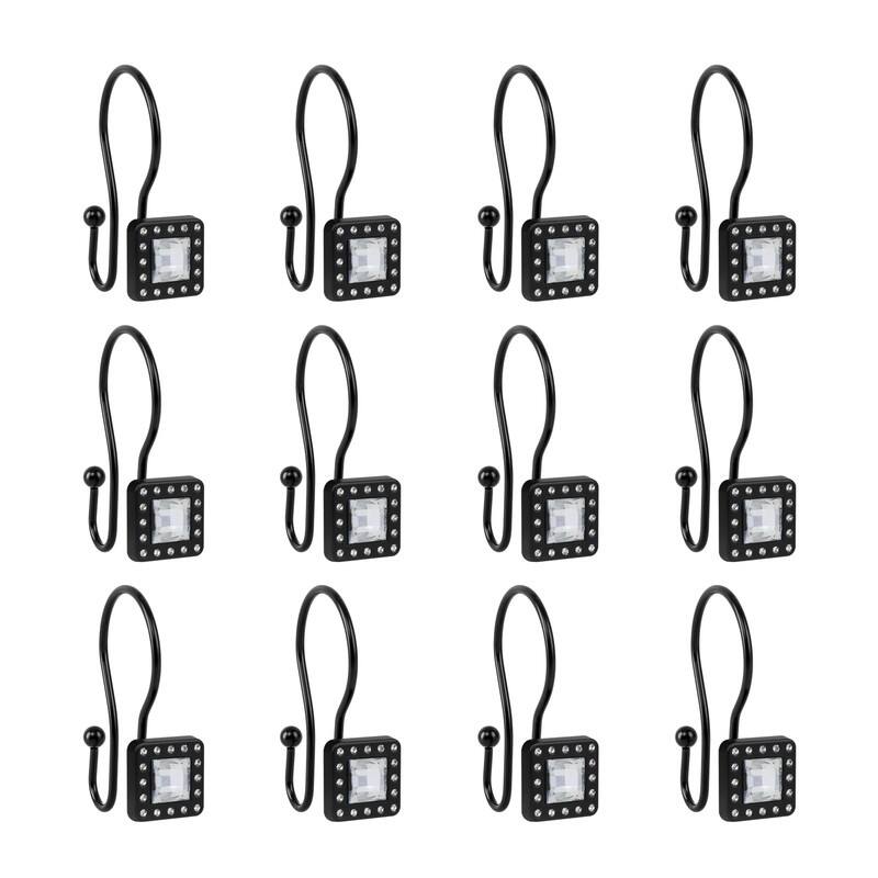 Utopia Alley Double Shower Curtain Hooks for Bathroom, Crystal Design, Set of 12