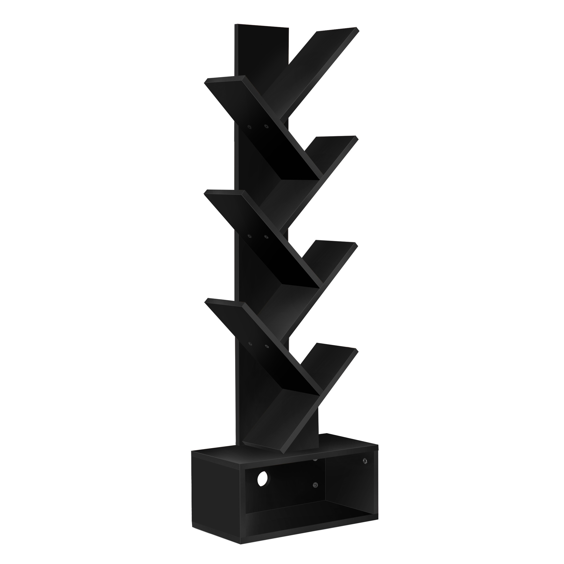 Sorbus 7 Tier Tree Bookshelf with Storage Shelf, Cable Access, and