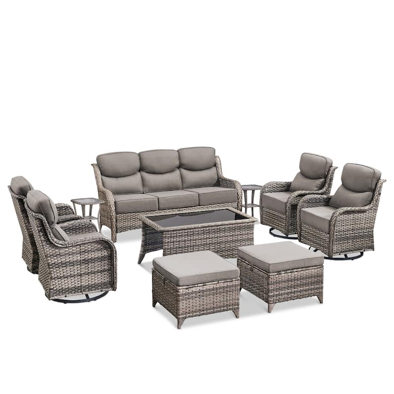 Pocassy Outdoor Sofa Patio Swivel Chairs Sets