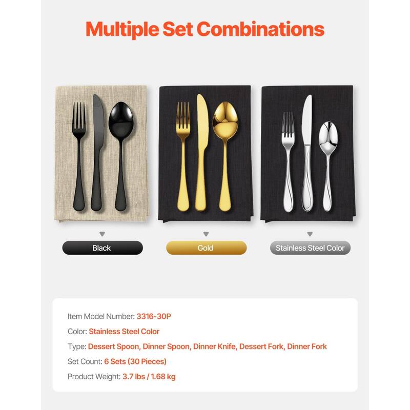 Stainless Steel Dishwasher Safe Silverware Flatware Utensil Set for Home Kitchen and Events