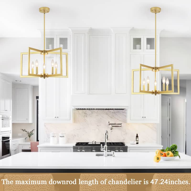 5-Light Modern Foyer Pendant Kitchen Island Candlestick Linear Chandelier Lighting for Dining Room