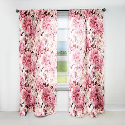 Designart "Soft Pink Peony Bouquet Garden" Floral Printed Art Curtain For Bedroom