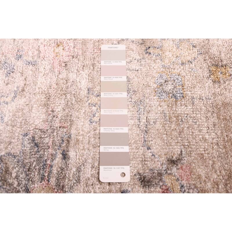 ECARPETGALLERY Hand-knotted Jules Oushak Light Grey Silk Rug - 7'10 x 9'11