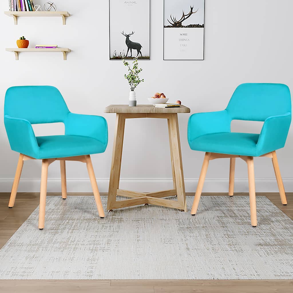 Costway Set of 4 Modern Accent Armchairs Velvet Fabric Leisure Chairs - 21.5''x 23''x 29.5'' (Lx Wx H)