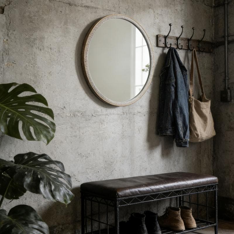 Retro Round Decorative Mirror for Bathroom