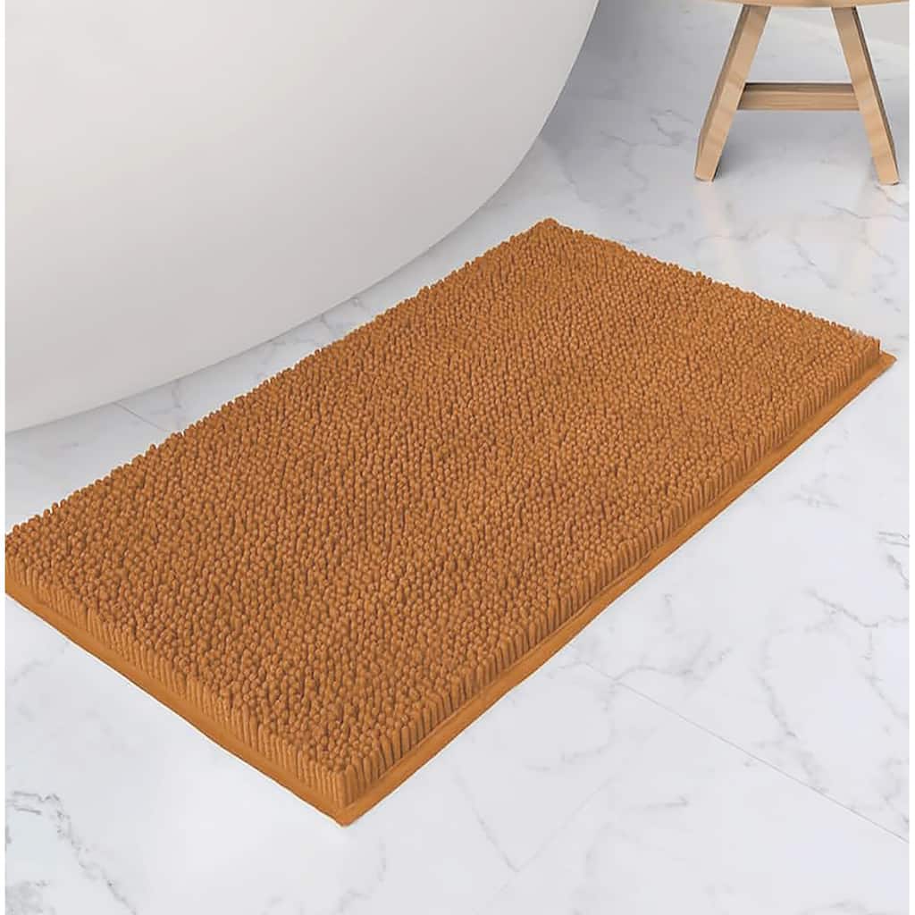 Pumpkin Soft Cozy Plush Chenille Contour Bath Mat Bathroom Rug