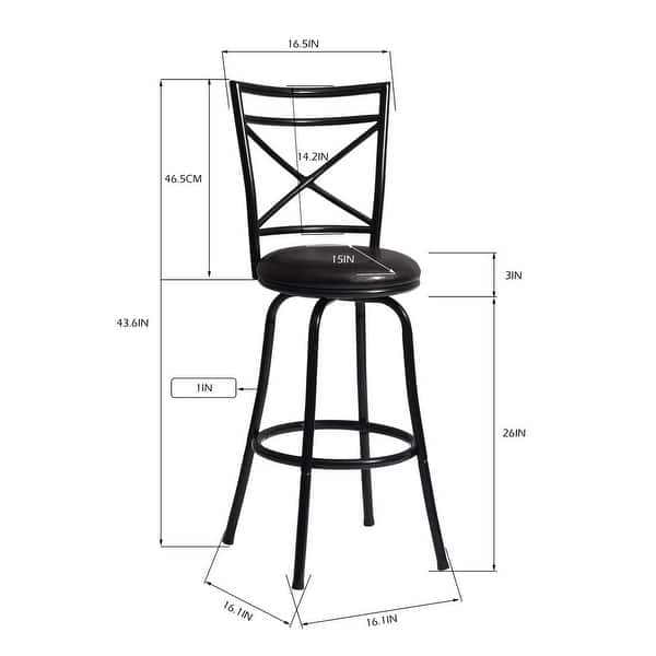 26 Inch Height Round Seat Counter Height Bar Stools Set of 2, Swivel ...