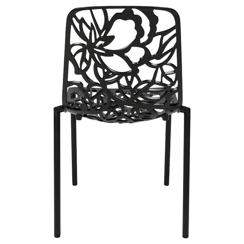 Devon Aluminum Floral Cutout Stackable Dining Chair for Dining Room, Patio, or Garden