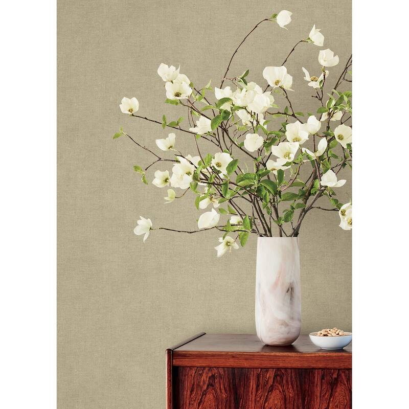 A-Street Prints Nuovo Khaki Faux Linen Wallpaper