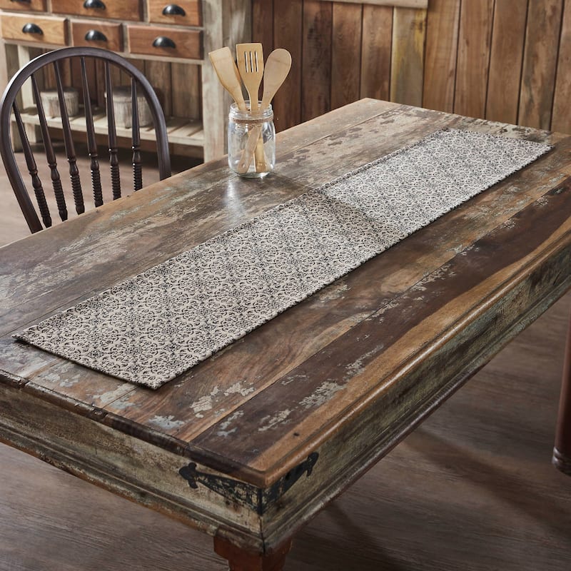 Custom House Black Tan Jacquard Runner 12x36