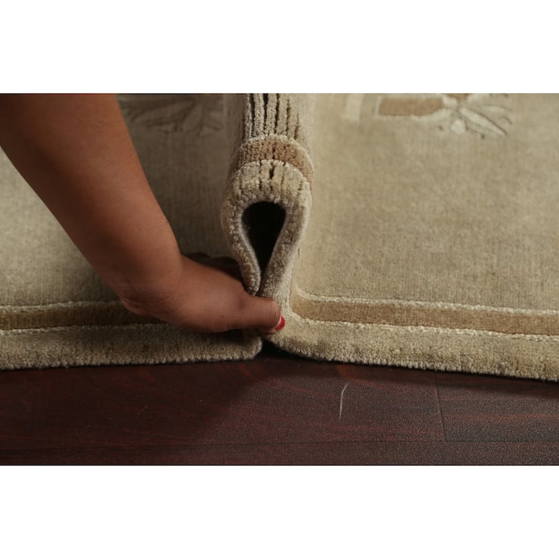 Nepalese Vegetable Dye Oriental Area Rug Wool Hand-knotted Carpet - 6'1" x 9'0"