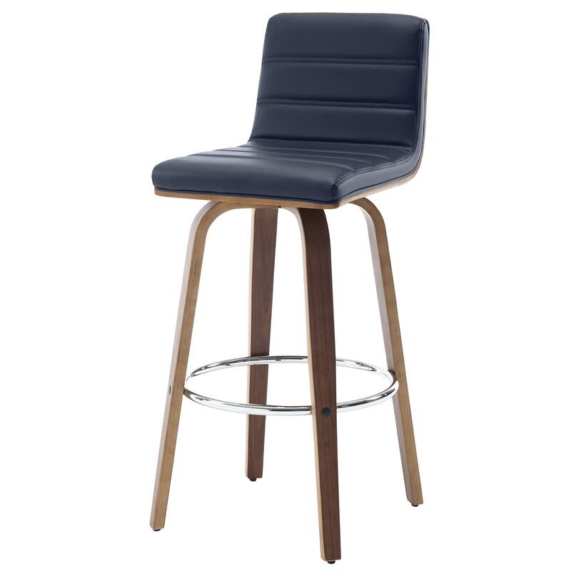 Modern Leather Upholstered Swivel Counter/Bar Stools, Set of 2