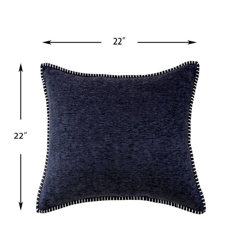Textured Throw Pillow with Stitched Contrast Edge Set of 2