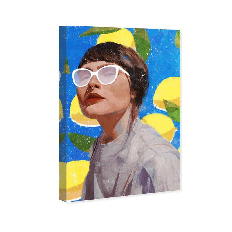 Wynwood Studio Fashion and Glam Lemon Time Blue and Modern & Contemporary Wall Art Canvas Print