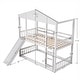 preview thumbnail 14 of 16, Twin Over Twin House Bunk Bed with Convertible Slide and Ladder, Detachable into Two Twin Beds - Fun Playhouse Design for Kids