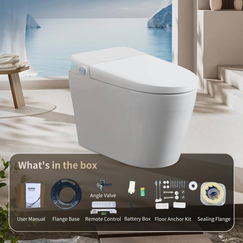 Smart Tankless Toilet with Bidet, Auto Flush, Heated Seat and Remote