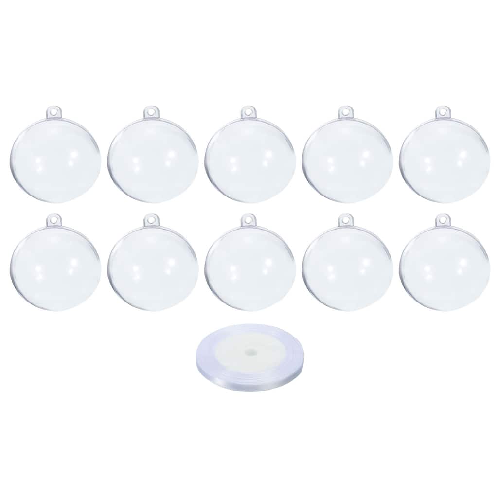 10Pcs Clear Plastic Hanging Ornament Balls with Rope for Decor