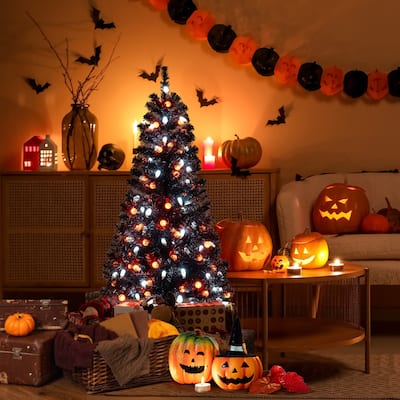 Gymax 4.5 FT Pre-Lit Artificial Halloween Christmas Tree w/ 6 Lighting