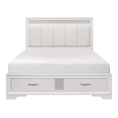 Beatrice White Silver Faux Leather Upholstered Storage Platform Bed