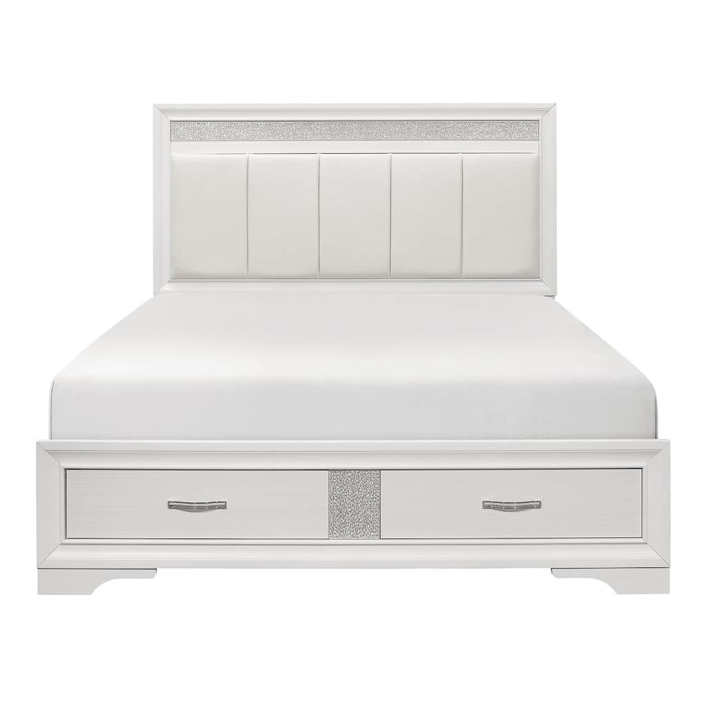 Beatrice White Silver Faux Leather Upholstered Storage Platform Bed