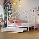 preview thumbnail 40 of 49, Kid Bed Frame Full Size Wooden House Platform Bed with Twin Size Trundle